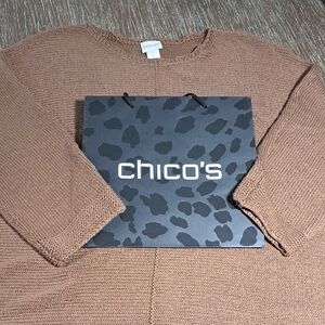 Chico’s Women’s Sweater Knit Pullover Textured Relaxed Fit Size Large 3/4 Sleeve